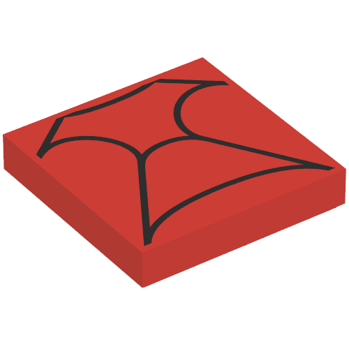 Rendu LDraw de Tuile 2 x 2 avec motif imprimé lignes noires (spiderman) (Tile 2 x 2 with Black Lines Print (Spiderman)), couleur indicative