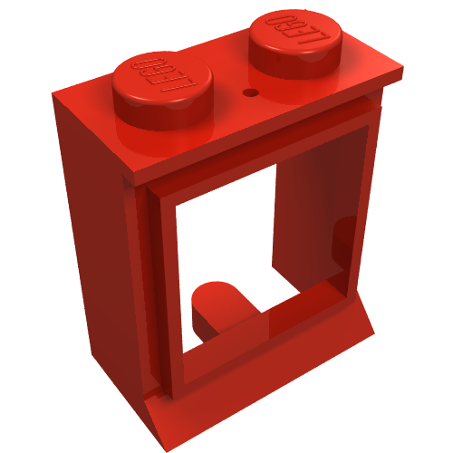 Rendu LDraw de Fenêtre 1 x 2 x 2 Classique, lèvres étendues, tenons pleins [sans verre] (Window 1 x 2 x 2 Classic, Extended Lip, Solid Studs [no Glass]), couleur indicative