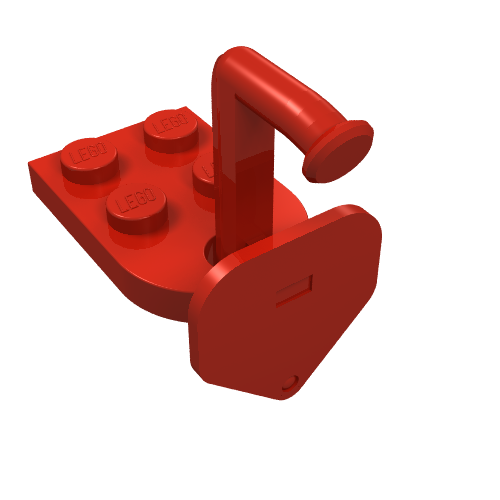 Rendu LDraw de Plaque spéciale 3 x 2 avec trou (Train Coupler Closed) avec Hook, couleur indicative