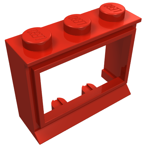 Rendu LDraw de Fenêtre 1 x 3 x 2 classique avec tenons pleins, sans verre (Window 1 x 3 x 2 Classic with Solid Studs, No Glass), couleur indicative