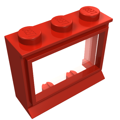Rendu LDraw de Fenêtre 1 x 3 x 2 classique avec tenons solides [complet] (Window 1 x 3 x 2 Classic with Solid Studs [Complete]), couleur indicative