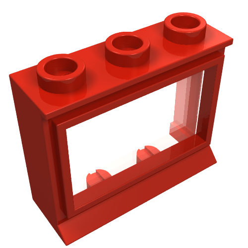 Rendu LDraw de Fenêtre 1 x 3 x 2 classique avec long seuil [complet] (Window 1 x 3 x 2 Classic with Long Sill [Complete]), couleur indicative