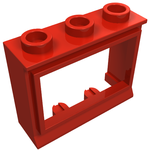 Rendu LDraw de Fenêtre 1 x 3 x 2, sans verre pour briques fendues (Window 1 x 3 x 2, without Glass for Slotted Bricks), couleur indicative