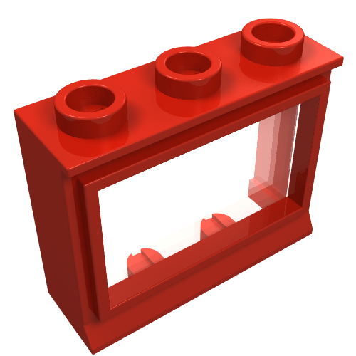 Rendu LDraw de Fenêtre 1 x 3 x 2 classique avec seuil court [complet] (Window 1 x 3 x 2 Classic with Short Sill [Complete]), couleur indicative