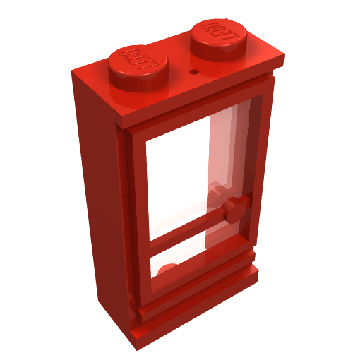 Rendu LDraw de Porte 1 x 2 x 3 gauche avec tenons pleins, Verre fixe (Door 1 x 2 x 3 Left with Solid Studs, Fixed Glass), couleur indicative