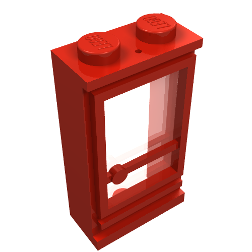 Rendu LDraw de Porte 1 x 2 x 3 droite, tenon plein, Verre fixe (Door 1 x 2 x 3 Right, Solid Stud, Fixed Glass), couleur indicative