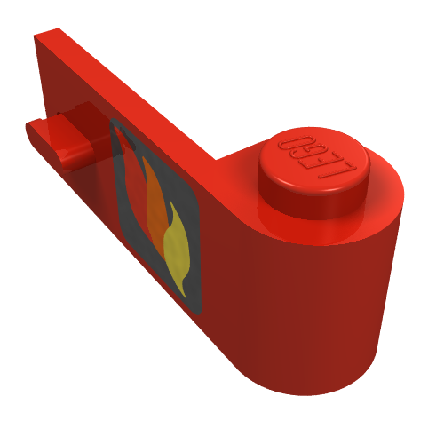 Rendu LDraw de Porte 1 x 3 x 1 droite avec feu Logo imprimé (Door 1 x 3 x 1 Right with Fire Logo Print), couleur indicative