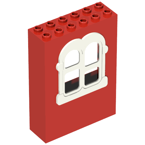 Rendu LDraw de Fabuland, Building, 2 x 6 x 7 avec fenêtre, Rectangular White, couleur indicative