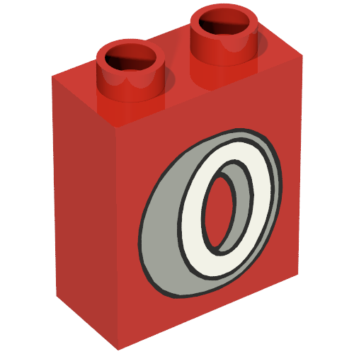 Rendu LDraw de Duplo Brique 1 x 2 x 2 avec Tire Print, couleur indicative