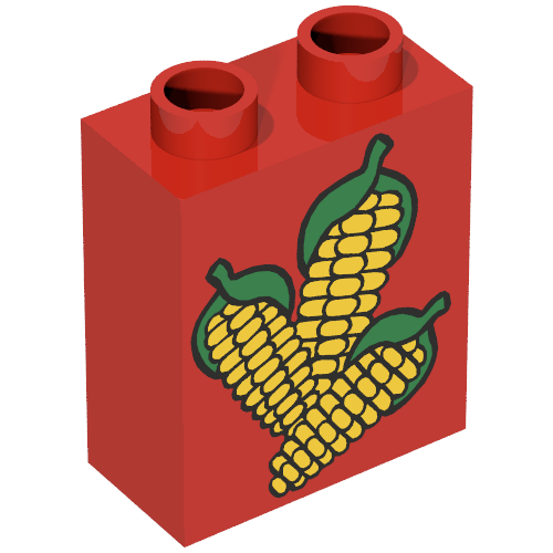 Rendu LDraw de Duplo Brique 1 x 2 x 2 avec Corn Print, couleur indicative