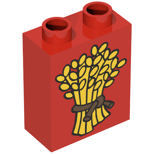 Rendu LDraw de Duplo Brique 1 x 2 x 2 avec Wheat and Plain Rope Print, couleur indicative