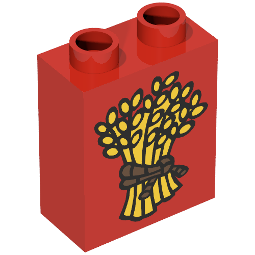 Rendu LDraw de Duplo Brique 1 x 2 x 2 avec Wheat and Braided Rope Print, couleur indicative