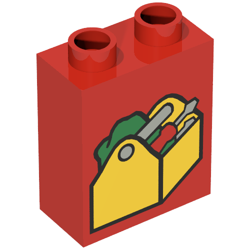 Rendu LDraw de Duplo Brique 1 x 2 x 2 avec Tool Box Print, couleur indicative
