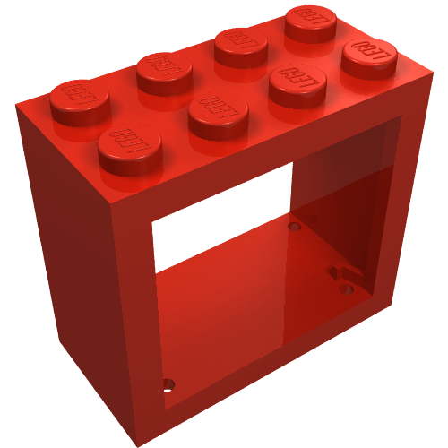 Rendu LDraw de Fenêtre 2 x 4 x 3 Cadre avec tenons pleins (Window 2 x 4 x 3 Frame with Solid Studs), couleur indicative
