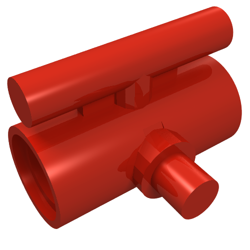 Rendu LDraw de Assembleur de connecteurs Technic rond avec fente, barre et pivot (Technic Pin Joiner Round with Slot, Bar and Pivot), couleur indicative