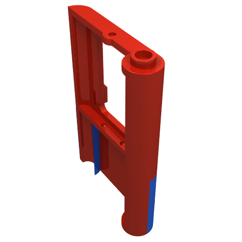 Rendu LDraw de Porte 1 x 4 x 5 Train à gauche avec fond bleu (Door 1 x 4 x 5 Train Left with Blue Bottom Half Print), couleur indicative