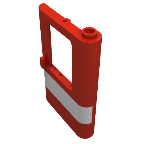 Rendu LDraw de Porte 1 x 4 x 5 train à droite avec motif imprimé bande blanche (Door 1 x 4 x 5 Train Right with White Stripe Print), couleur indicative