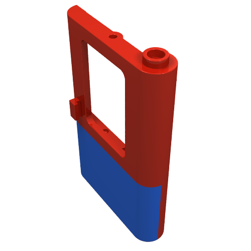 Rendu LDraw de Porte 1 x 4 x 5 Train à droite avec fond bleu (Door 1 x 4 x 5 Train Right with Blue Bottom Half Print), couleur indicative