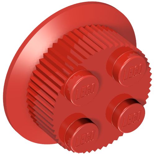 Rendu LDraw de Train roue avec 2 x 2 tenon Center, Traction Teeth, couleur indicative