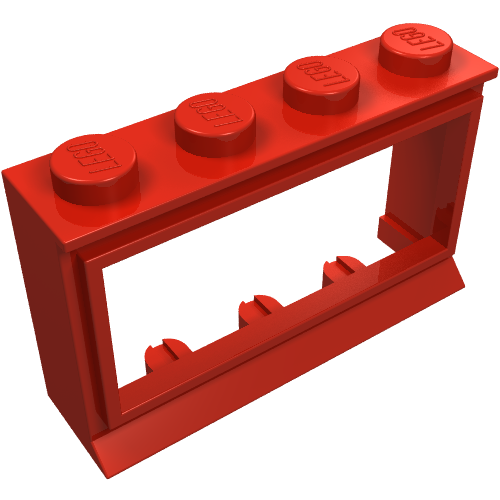 Rendu LDraw de Fenêtre 1 x 4 x 2 classique avec tenons pleins, sans verre (Window 1 x 4 x 2 Classic with Solid Studs, No Glass), couleur indicative
