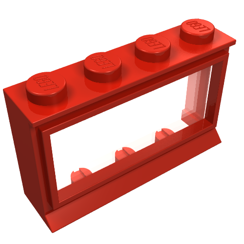 Rendu LDraw de Fenêtre 1 x 4 x 2 classique avec tenons solides [complet] (Window 1 x 4 x 2 Classic with Solid Studs [Complete]), couleur indicative