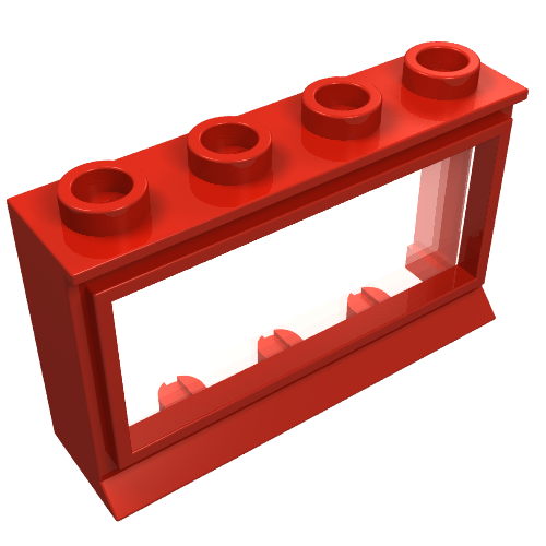 Rendu LDraw de Fenêtre 1 x 4 x 2 classique avec long seuil [complet] (Window 1 x 4 x 2 Classic with Long Sill [Complete]), couleur indicative