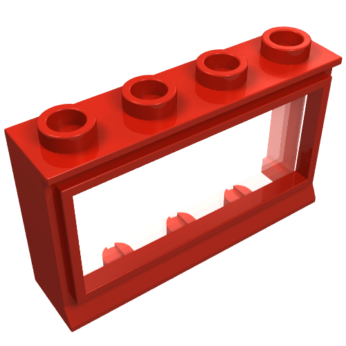 Rendu LDraw de Fenêtre 1 x 4 x 2 classique avec seuil court [complet] (Window 1 x 4 x 2 Classic with Short Sill [Complete]), couleur indicative