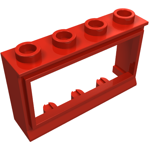 Rendu LDraw de Fenêtre 1 x 4 x 2 classique avec rebord court, sans verre (Window 1 x 4 x 2 Classic with Short Sill, No Glass), couleur indicative