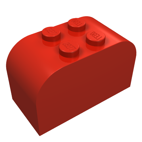 Rendu LDraw de Brique courbée 2 x 4 x 2 double [sans motif] (Brick Curved 2 x 4 x 2 Double [Plain]), couleur indicative