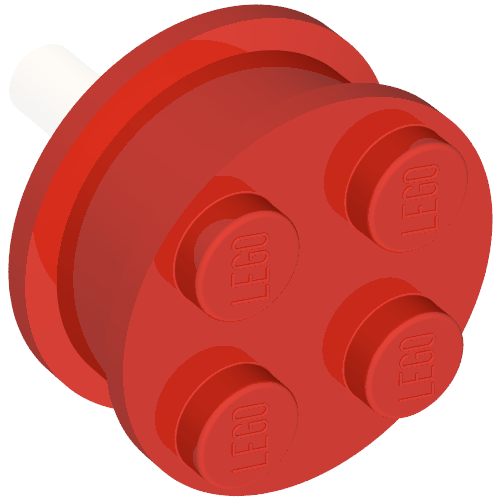 Rendu LDraw de roue Old avec 4 tenon and axe Cam for Motor, couleur indicative