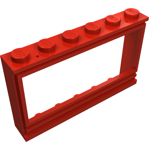 Rendu LDraw de Fenêtre 1 x 6 x 3 Panorama (ancien type) avec tenons pleins, sans verre (Window 1 x 6 x 3 Panorama (old type) with Solid Studs, no Glass), couleur indicative
