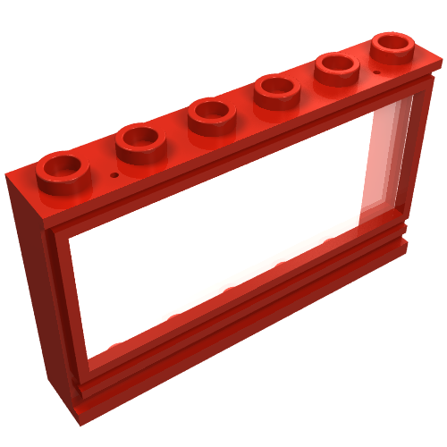 Rendu LDraw de Fenêtre 1 x 6 x 3 Panorama avec verre et tenons creux (Window 1 x 6 x 3 Panorama with Glass and Hollow Studs), couleur indicative