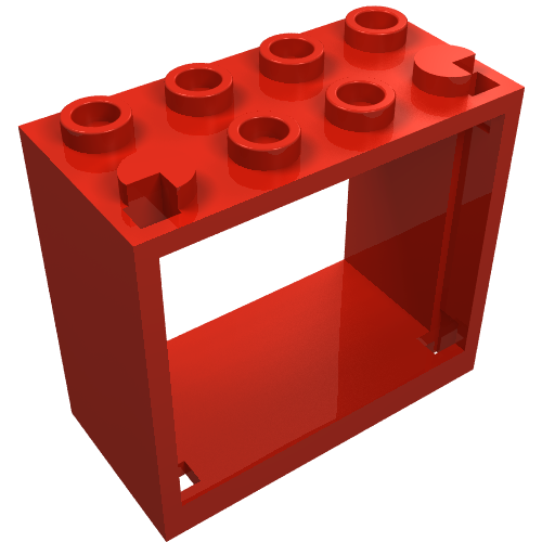 Rendu LDraw de Fenêtre 2 x 4 x 3 Cadre avec tenons creux (Window 2 x 4 x 3 Frame with Hollow Studs), couleur indicative