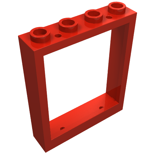 Rendu LDraw de Cadre de porte 1 x 4 x 4, Trous (à gauche) (Door Frame 1 x 4 x 4, Holes (Lift)), couleur indicative