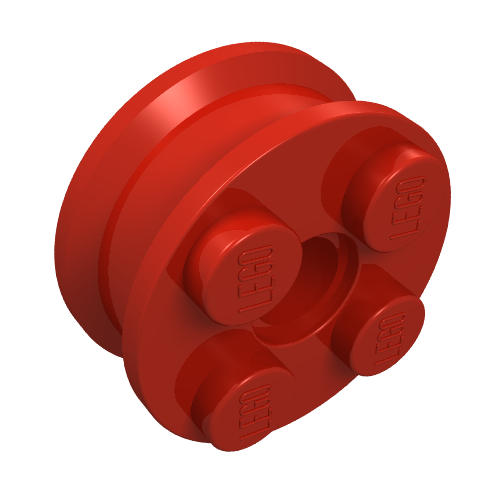Rendu LDraw de Roue Freestyle avec 2 x 2 tenons et trou pour connecteur (Wheel Freestyle with 2 x 2 Studs and Pin Hole), couleur indicative