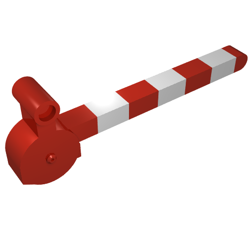 Rendu LDraw de Duplo Train Crossing Gate / Barrier, avec Large Handle and White Stripes, couleur indicative