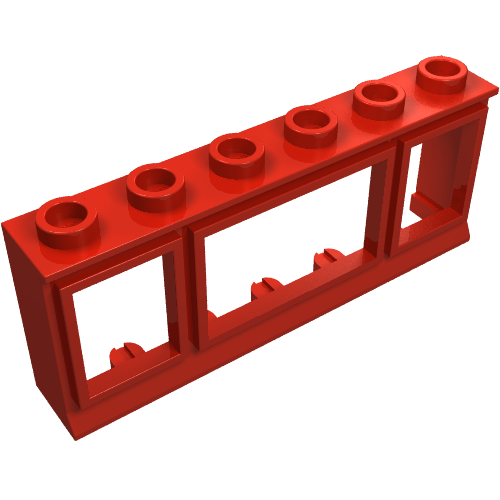 Rendu LDraw de Fenêtre 1 x 6 x 2 3 panneaux, sans verre pour briques fendues (Window 1 x 6 x 2 3-Pane, without Glass for Slotted Bricks), couleur indicative