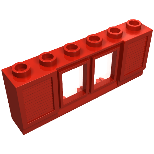 Rendu LDraw de Fenêtre 1 x 6 x 2 avec Volets (Window 1 x 6 x 2 with Shutters), couleur indicative