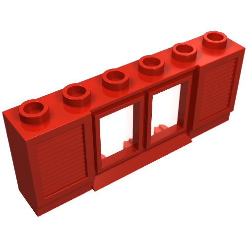 Rendu LDraw de Fenêtre 1 x 6 x 2 avec volets [vieux style lèvre étendue & verre] (Window 1 x 6 x 2 with Shutters [Old Style Extended Lip & Glass]), couleur indicative