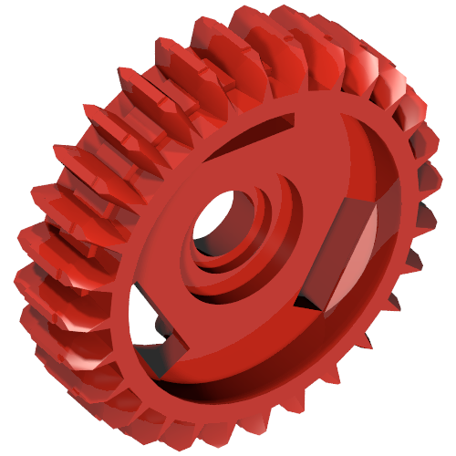 Rendu LDraw de Engrenage différentiel - 28 dents avec trou d'axe rond (Differential Gear - 28 Tooth with Round Axle Hole), couleur indicative