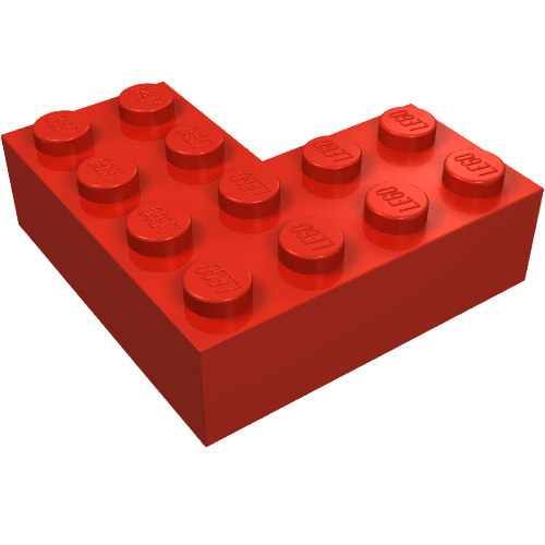 Rendu LDraw de Brique 4 x 4 coin (Brick 4 x 4 Corner), couleur indicative