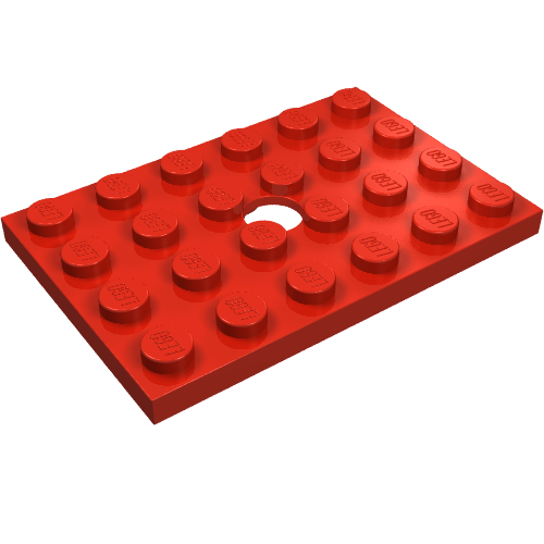 Rendu LDraw de Plaque spéciale 4 x 6 avec trou (Plate Special 4 x 6 with Hole), couleur indicative
