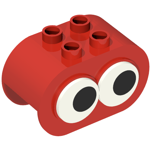 Rendu LDraw de Duplo Brique 2 x 4 x 2 Rounded Ends, avec Two Rotating Eyes, couleur indicative