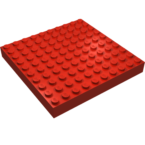 Rendu LDraw de Brique 10 x 10 sans tubes inférieurs, sans supports croisés (Brick 10 x 10 without Bottom Tubes, without Cross Supports), couleur indicative