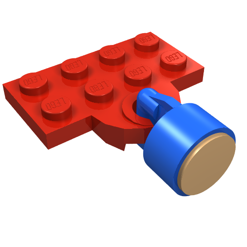 Rendu LDraw de Plaque spéciale 2 x 4 avec Train Coupler Open avec Magnet Long Cylinder Blue, couleur indicative