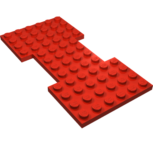 Rendu LDraw de Base de véhicule 6 x 12 avec 1 x 4 découpes (Vehicle Base 6 x 12 with 1 x 4 Cutouts), couleur indicative