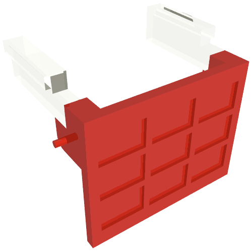 Rendu LDraw de Ensemble solide de porte de garage avec contrepoids transparent-clairs - vieux (pinces de charnière sur la porte) (Garage Door Solid Assembly with Trans Clear Counterweights - Old (Hinge Pins on Door)), couleur indicative
