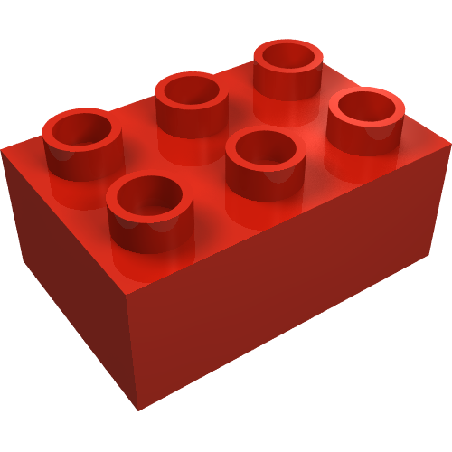 Rendu LDraw de Duplo brique 2 x 3 (Duplo Brick 2 x 3), couleur indicative