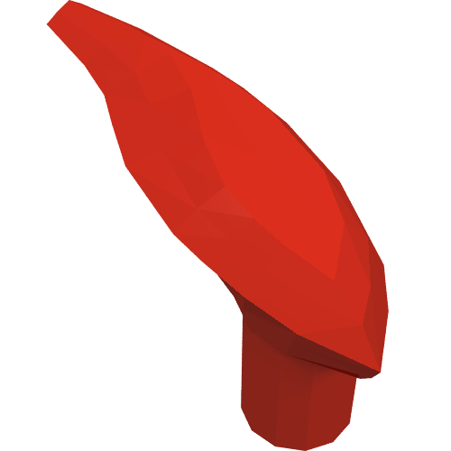 Rendu LDraw de Grande figurine Barb / corne, flamme (Large Figure Barb / Horn, Flame), couleur indicative