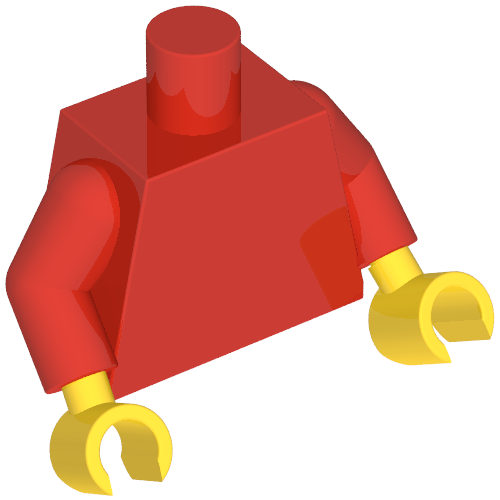 Rendu LDraw de torse, Red Arms, Yellow Hands [Plain], couleur indicative